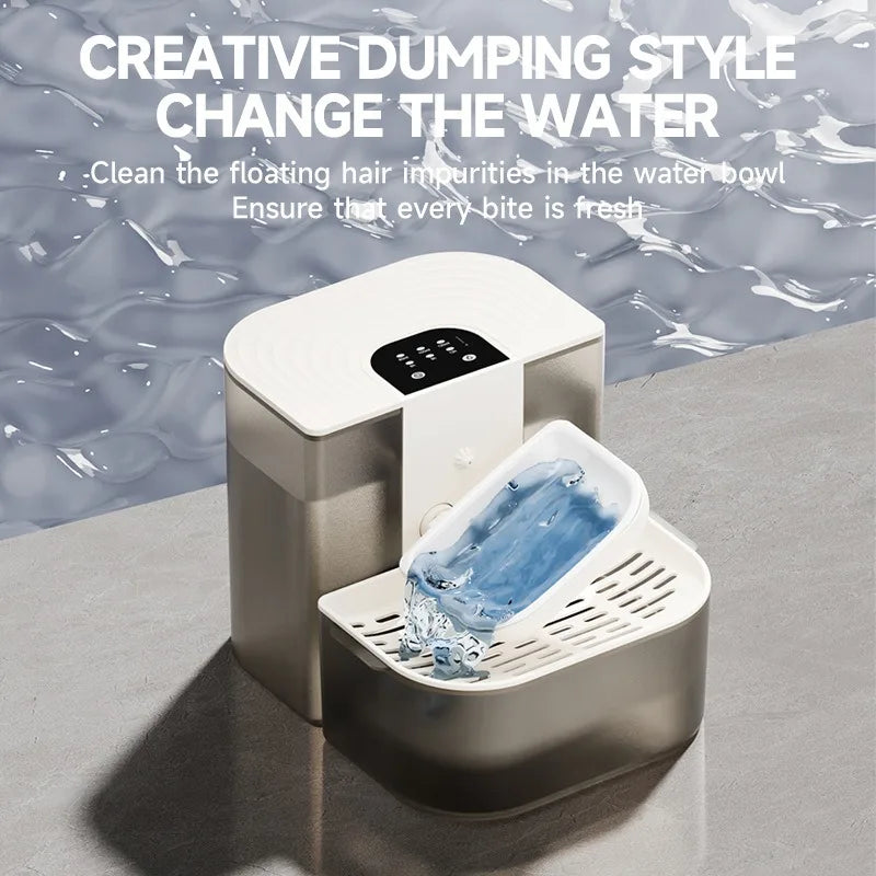 Wireless VOFORD 4.5L Smart Pet Water Dispenser with automatic cat fountain, featuring a sleek design and clear water reservoir.