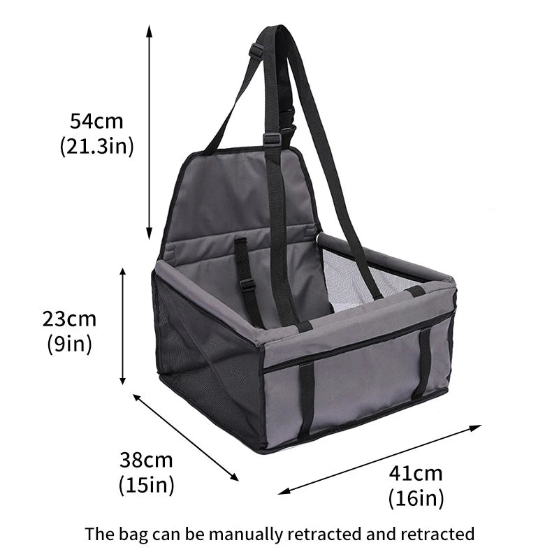 Showlu Fashion breathable nylon dog car seat cover in hammock style, with adjustable straps and waterproof surface for pets during travel.