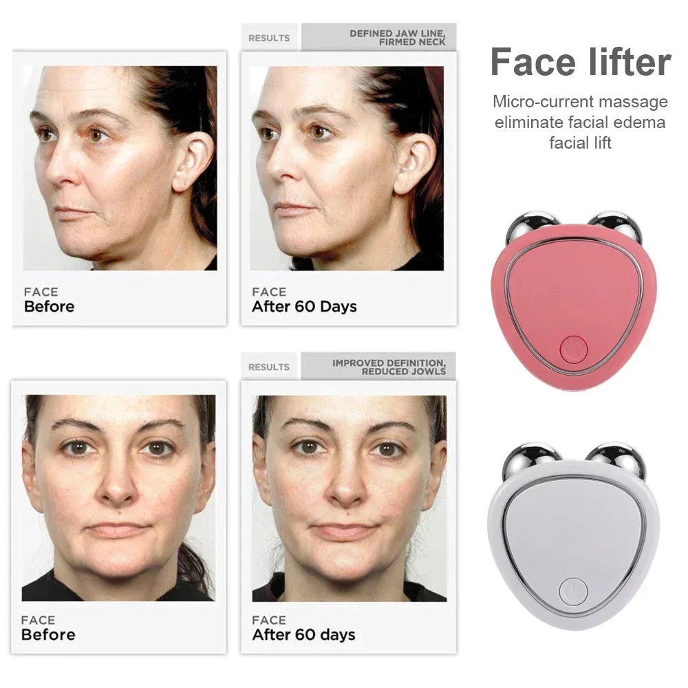 KEMOKO EMS Microcurrent Facial Massager by SHOWLU FASHION STORE, showing the device with ergonomic design for face lifting and skin rejuvenation.