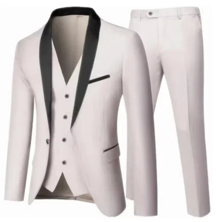 Elegant white luxury retro tuxedo suit for men, slim fit party and wedding attire, designed by Showlu Fashion Store.