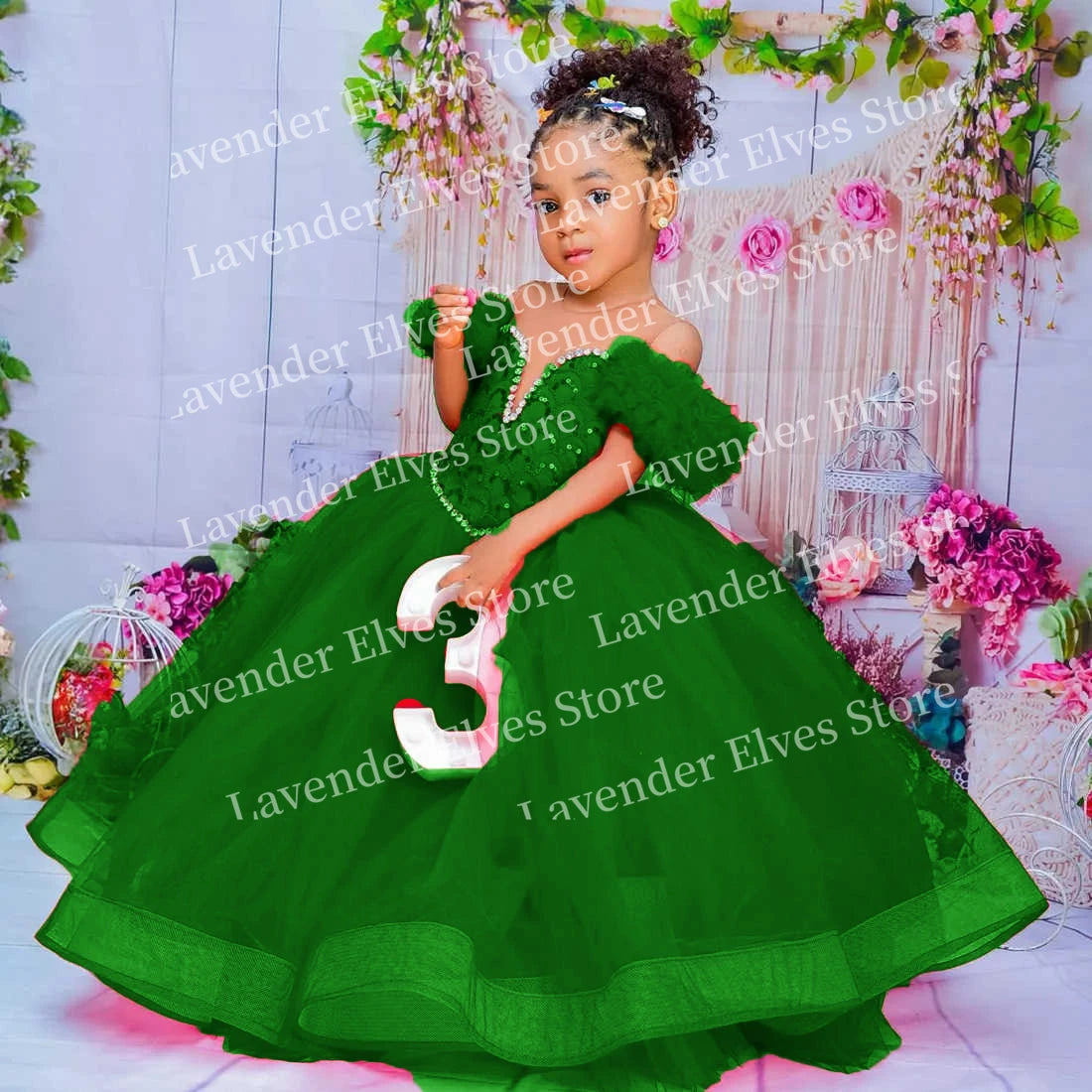 Red Kids Birthday Dresses For Girls Flower Girl Dresses Customized Pleated Ruffles Tiered Tulle Ball Gowns for Wedding