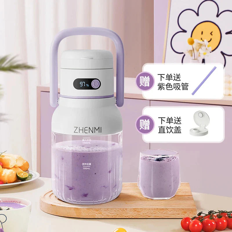 Wireless portable juicer cup by SHOWLU FASHION with 1000ml large capacity blender, shown in black with sleek design.