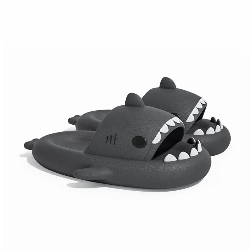 SHOWLU Shark slippers, anti-skid summer slides for kids and adults, featuring shark design and comfortable slip-on style.