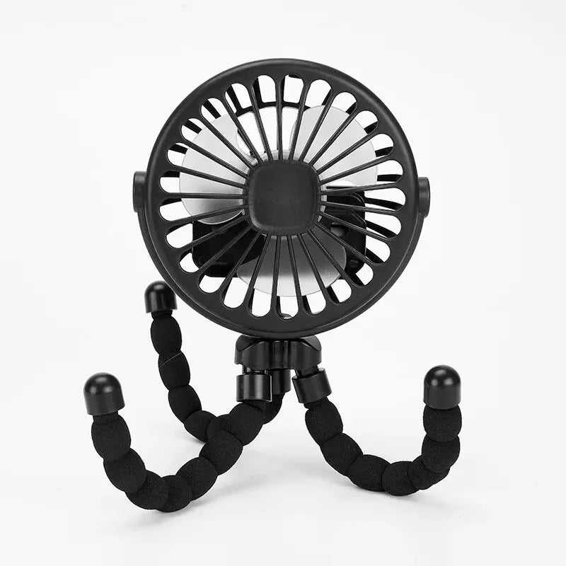 Showlu Portable Octopus Mini Fan, USB rechargeable stroller fan with flexible arms, perfect for keeping babies cool on the go