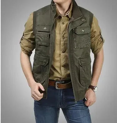 Reporter travel Padded Vest 100% Cotton men Cargo Working Jacket Multi Pocket Tactical clothing Male coat tool bullet proof vest