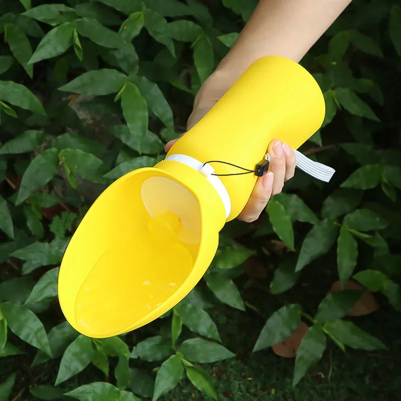 Showlu Collapsible Dog Water Bottle with leak-proof design, portable pet dispenser for easy hydration during walks.