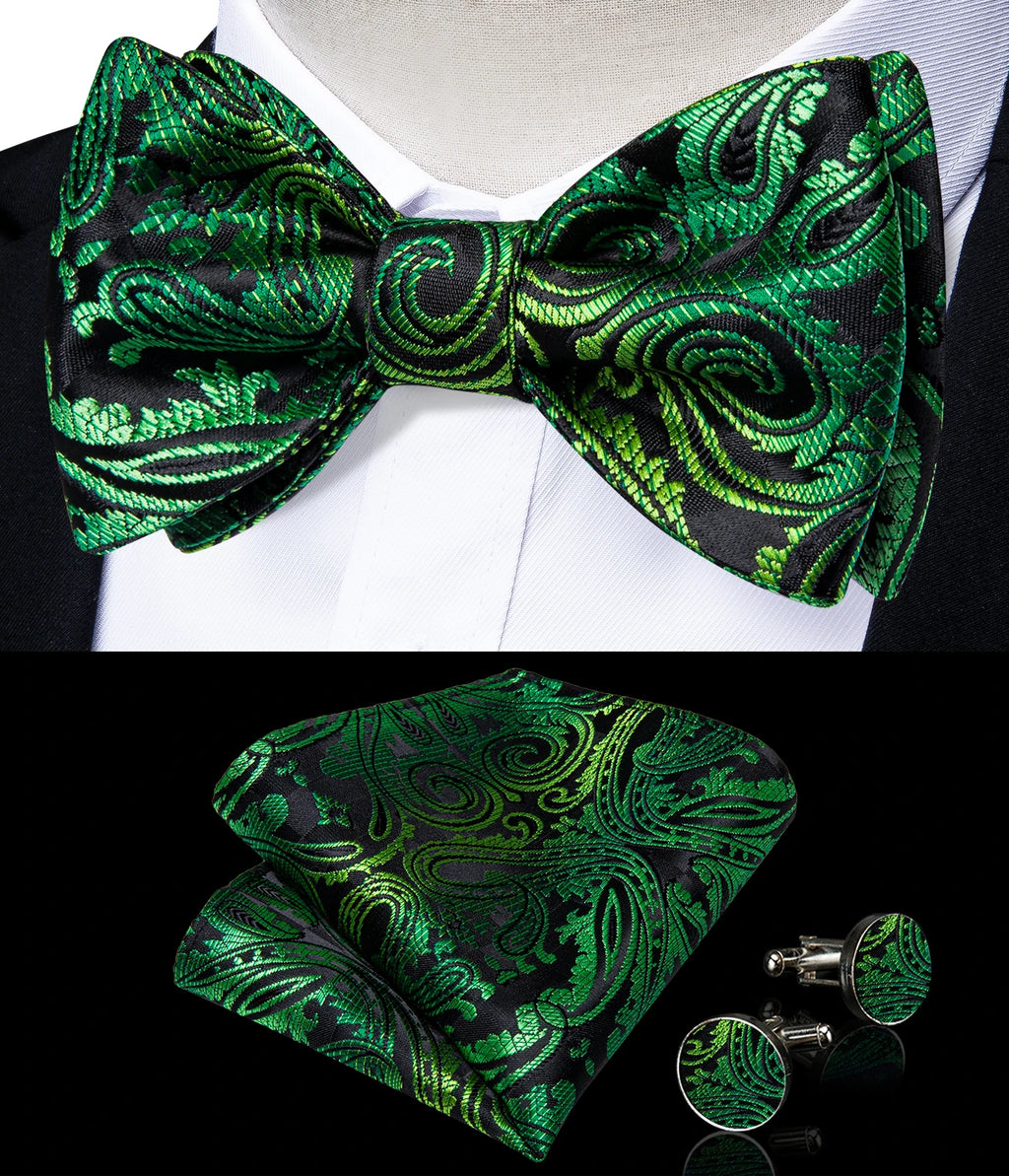 Brand New Men's Bow Tie Teal Green Blue Paisley Floral Silk Bow Tie Wedding Party Butterfly Bowknot Men Tie Accessories DiBanGu