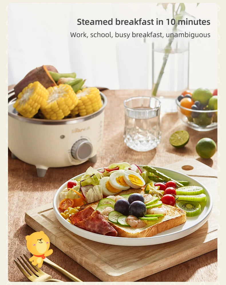 Showlu Smart Electric Egg Boiler in stainless steel, 360W, holds 4-6 eggs with timer, compact kitchen appliance.