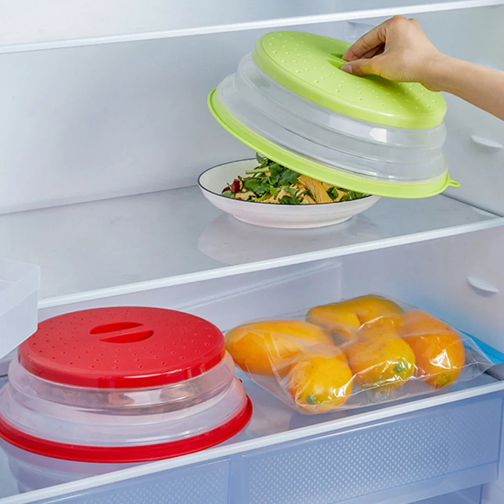 Showlu Smart General silicone microwave cover, flexible lid with vent for microwave-safe food covering, in a vibrant color.