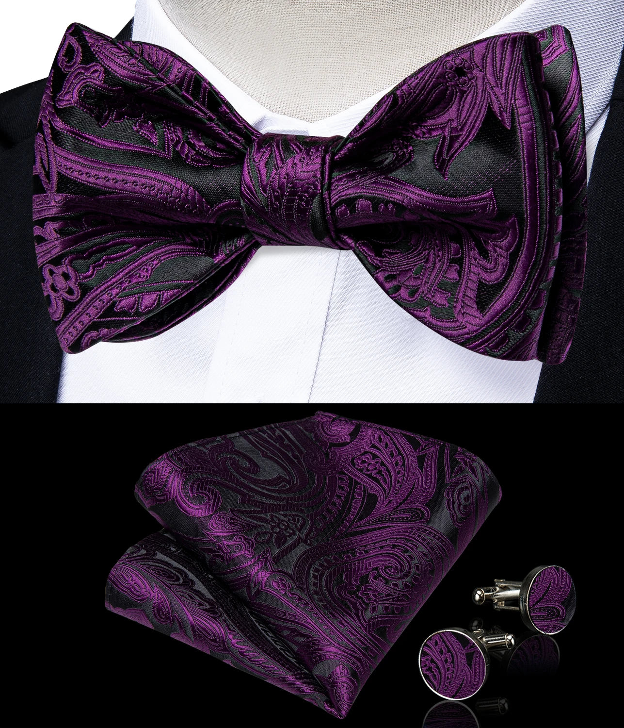 Brand New Men's Bow Tie Teal Green Blue Paisley Floral Silk Bow Tie Wedding Party Butterfly Bowknot Men Tie Accessories DiBanGu