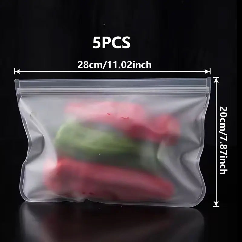 Showlu Smart General reusable food storage bags with clear plastic design and zip closures for versatile kitchen organization.