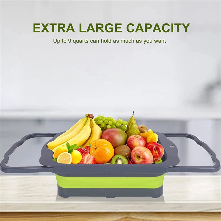 Showlu Smart General expandable kitchen sink strainer basket with mesh design for trapping debris and preventing clogs in the sink.