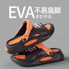 Comwarm New Men Summer Slippers Thick Sole Beach Slides Bathroom Anti Slip Slides Ultra Light Letter Slippers Men Sport Slippers