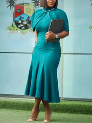 Elegant Church Dresses for Women Mermaid Cap Sleeves Office Ladies Modest Classy African Slim African Female Gowns Date Events