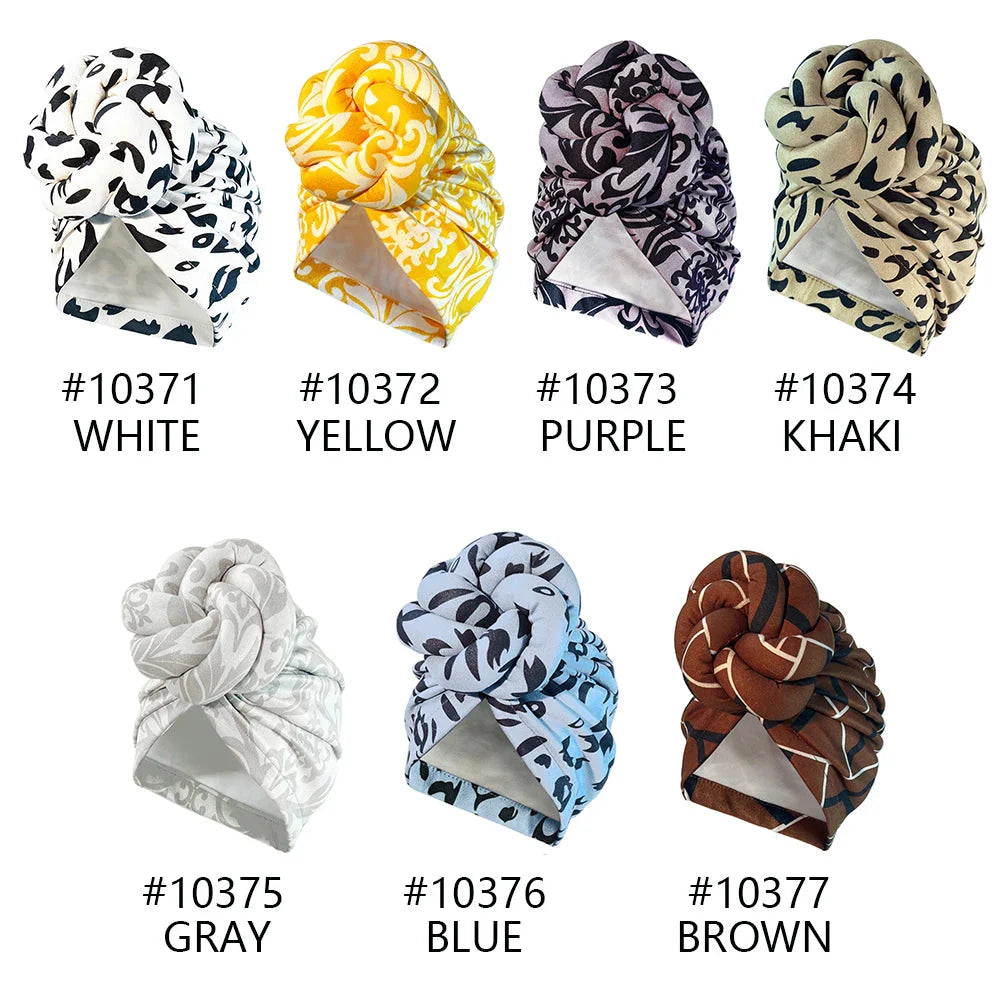 SHOWLU Knotted Head Wrap with luxury floral design, made of polyester, perfect as a stylish party headdress.