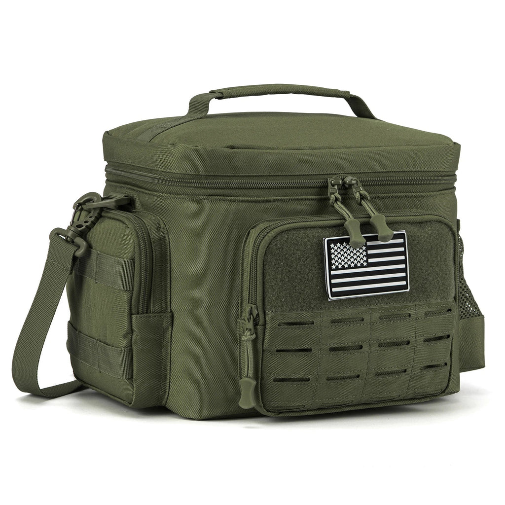 Showlu tactical lunch bag with heavy-duty insulated thermal cooler box, featuring durable design and spacious interior for food storage.