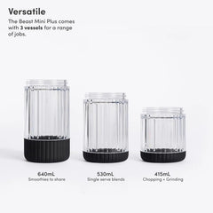 The Mini Blender Plus | Mini Countertop Kitchen Blender | Blend Smoothies And Shakes, Dressings, Sauces, Dips | Extra Vessels,
