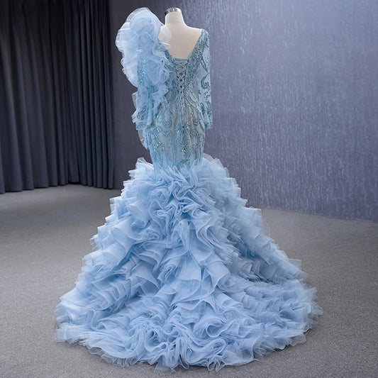Jancember 222146 Fashion Illusion Blue Formal Evening Party Dresses for Girls