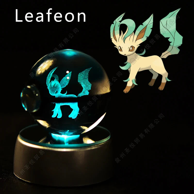 Miniso Pokémon 3D crystal ball night light featuring a LED glass Pokéball lamp with detailed Pokémon design.