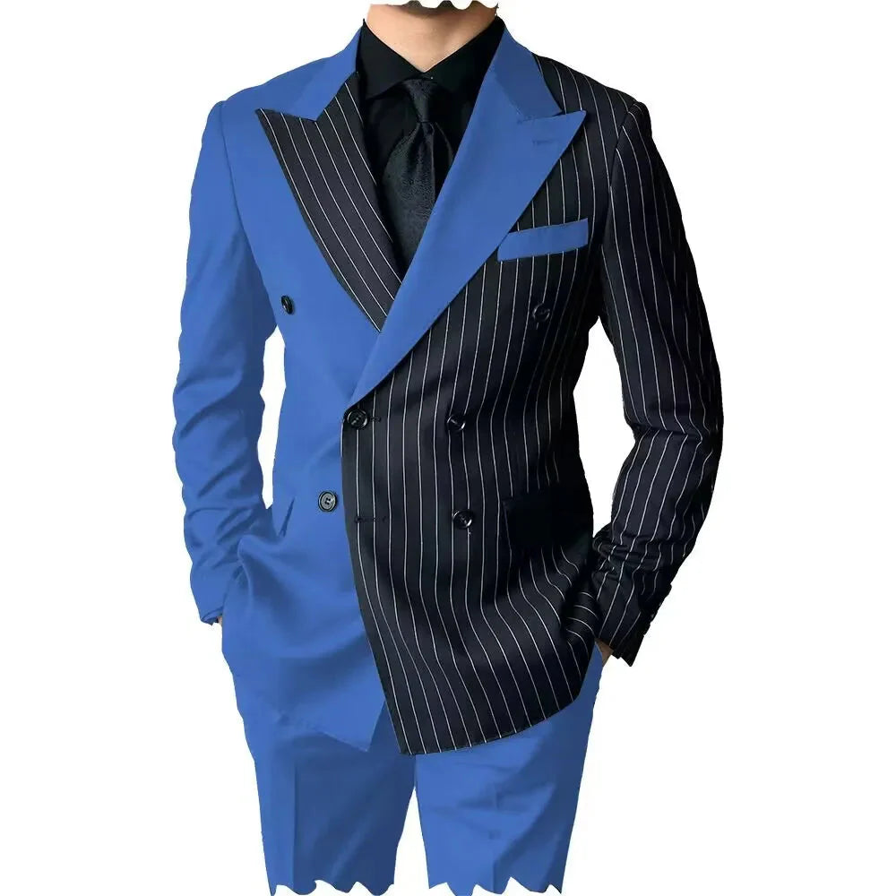 Slim fit men's 2-piece wool blend tuxedo by SHOWLU FASHION STORE, featuring a double-breasted jacket and tailored trousers.