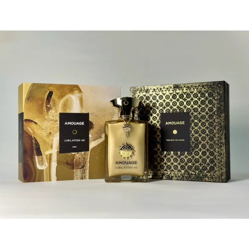 Amouage Jubilation 40 Man Extrait de Parfum 100ml floral spray bottle with elegant packaging and sleek design.