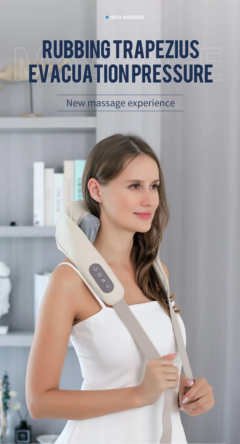 Showlu Smart General electric deep tissue neck and shoulder massage shawl with built-in massagers for relaxation.