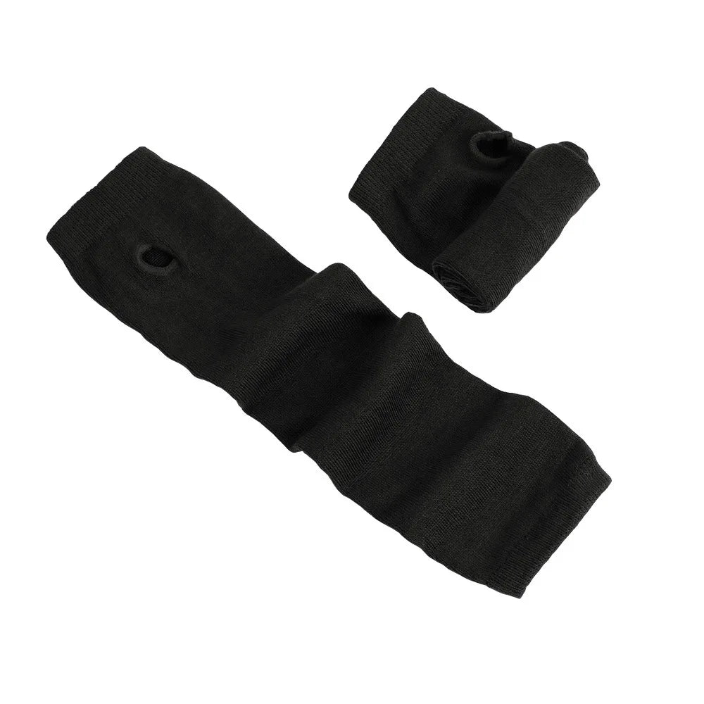Showlu Smart General winter long sleeve fingerless gloves with stripe knit design, elastic, warm outdoor arm warmers for men and women.