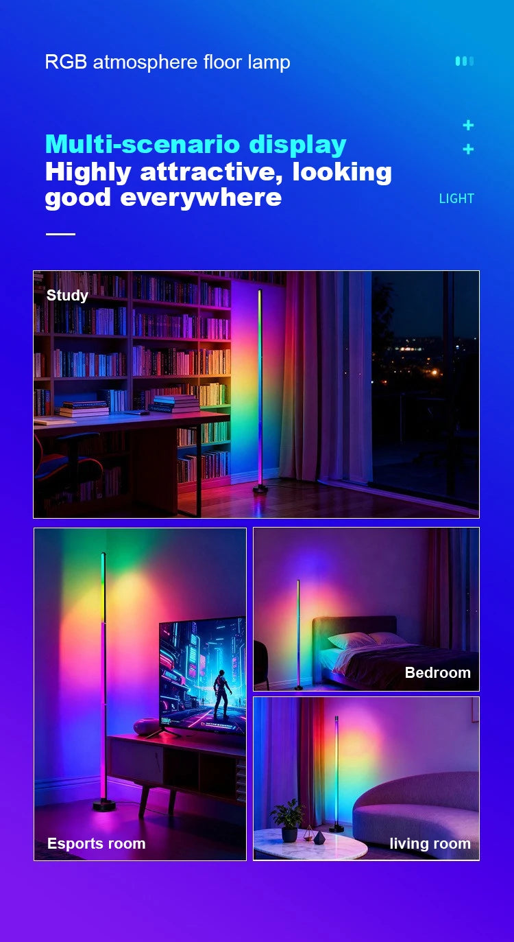 Showlu Smart General NOVEYEE LED dimmable floor lamp with remote control, featuring a sleek modern design and adjustable brightness.