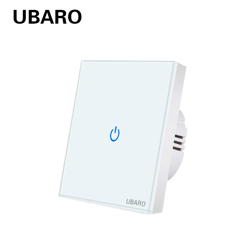 Showlu Smart Touch Wall Light Switch with glass panel, available in 1, 2, or 3 gang options, modern and sleek design.
