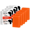 Five Kojic Acid soaps with lemon, vitamin C, and papaya extract for skin brightening and rough skin improvement.