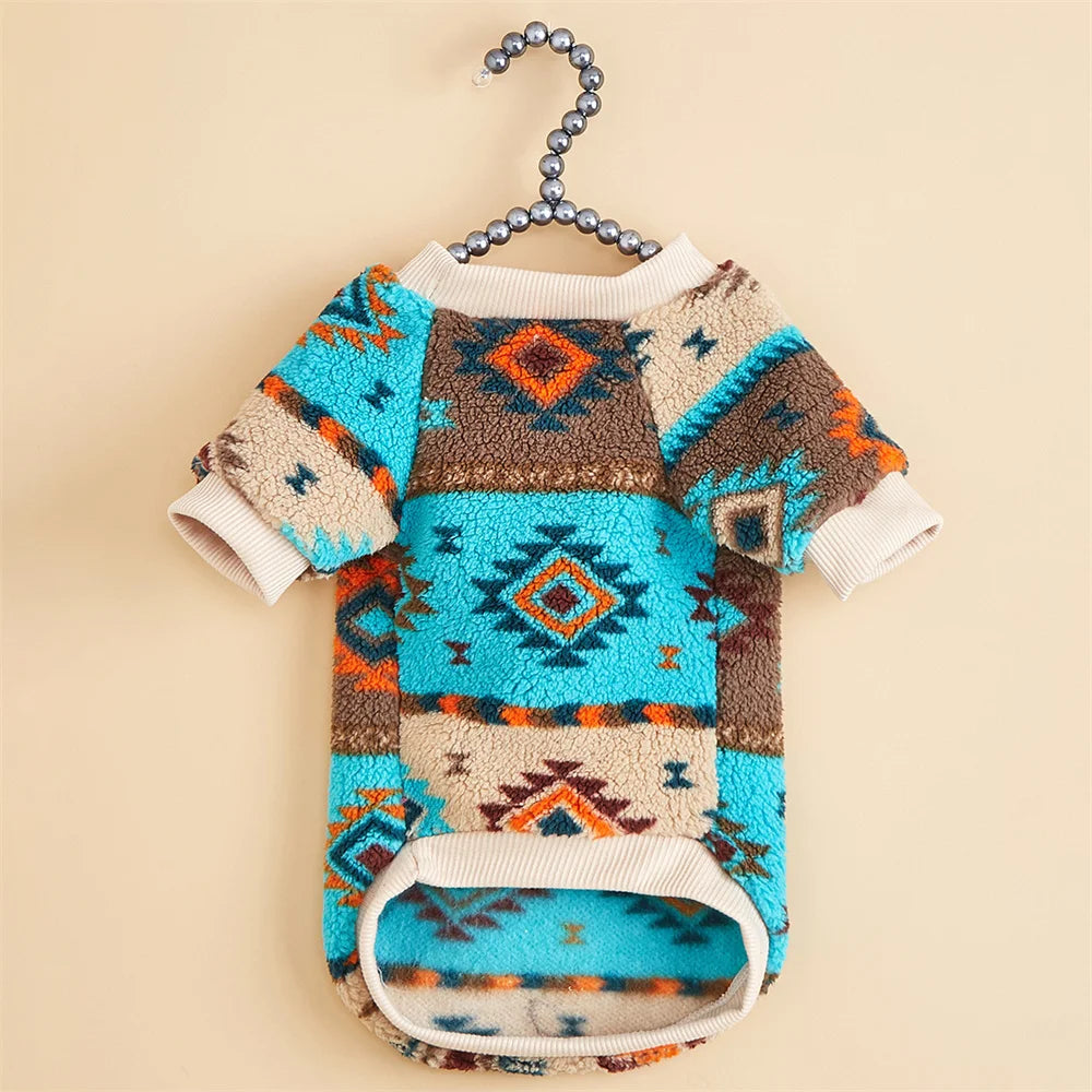 XLeiPet Totems print puppy dog sweater by Showlu Fashion Store, warm winter fiber pet hoodie featuring playful dog designs.