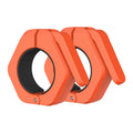 Magnetic weightlifting barbell clamps with hexagon design, quick-release spin lock, and secure trap bar collars for stability during lifts.