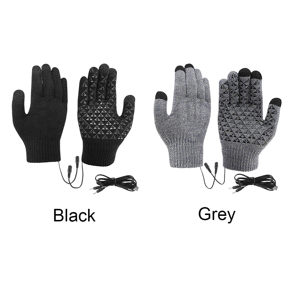 Showlu Smart General USB heated winter gloves with touchscreen capability, thermal cycling gloves for cold weather outdoor activities.