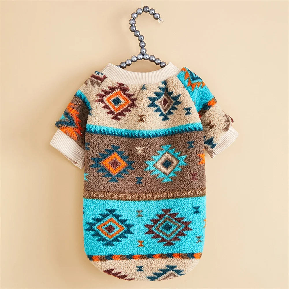 XLeiPet Totems Print puppy dog sweater by Showlu Fashion Store, warm winter pet hoodie with colorful totem design and cozy fiber material.