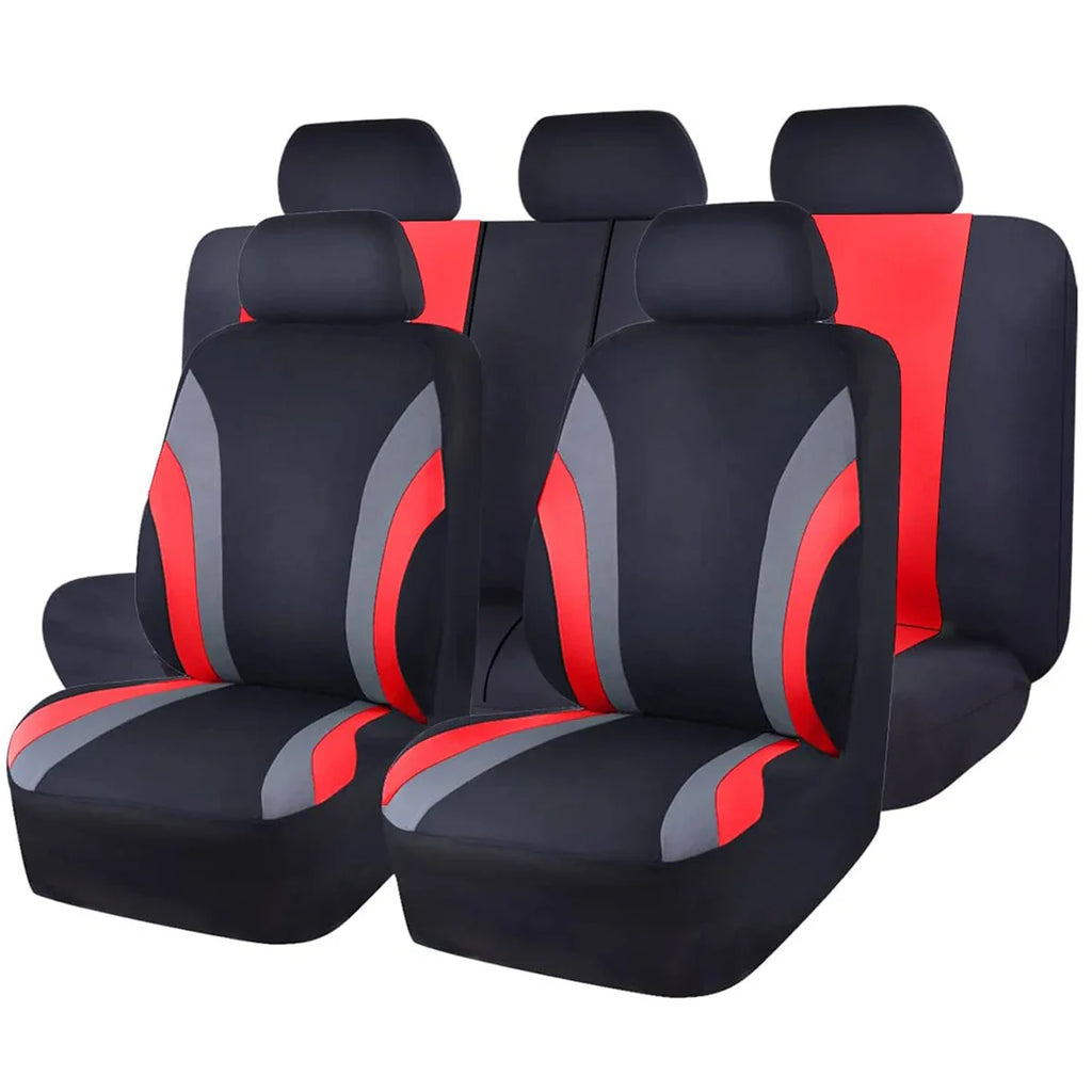 Showlu universal polyester car seat covers 9-piece full set protectors, featuring durable fabric and a sleek design for vehicle interiors.
