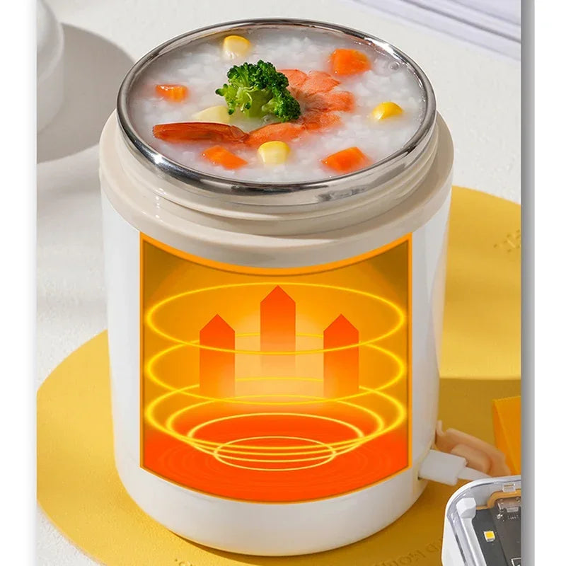 Portable 600ML USB electric lunch box from Showlu Fashion Store with stainless steel container for heating meals and drinks.