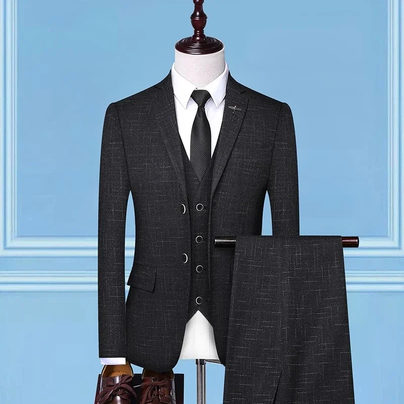 Boutique (Blazer + Vest + Trousers) Men's Fashion Business Slim A Variety of Elegant Gentlemen's Casual Dresses Formal 3-Piece