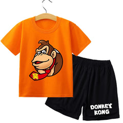 Super Marios Bros Kids Cotton T-shirt Casual Shorts Set Children Short Sleeve Top Anime Print Pants Summer Cartoon Cute Clothing