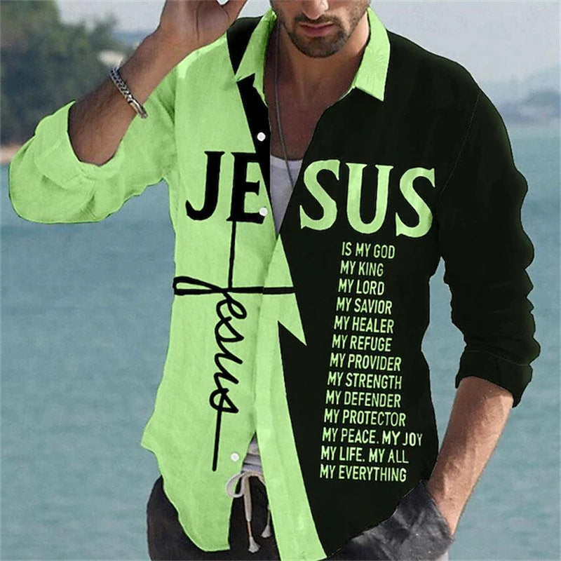Showlu men's 3D spotted print long sleeve shirt featuring an elegant casual design with a stylish pattern and comfortable fit.