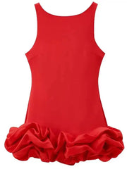 White Short Dress Women's Ruffle Backless Party Dresses Black Red Sleeveless Bodycon Mini Dress Woman Summer Sexy Vestidos 4SY9