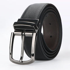 1pc Men's Business Genuine Leather Cowhide Belt, Rotating Pin Buckle Casual Belt For Men, Double-sided Wear Belt