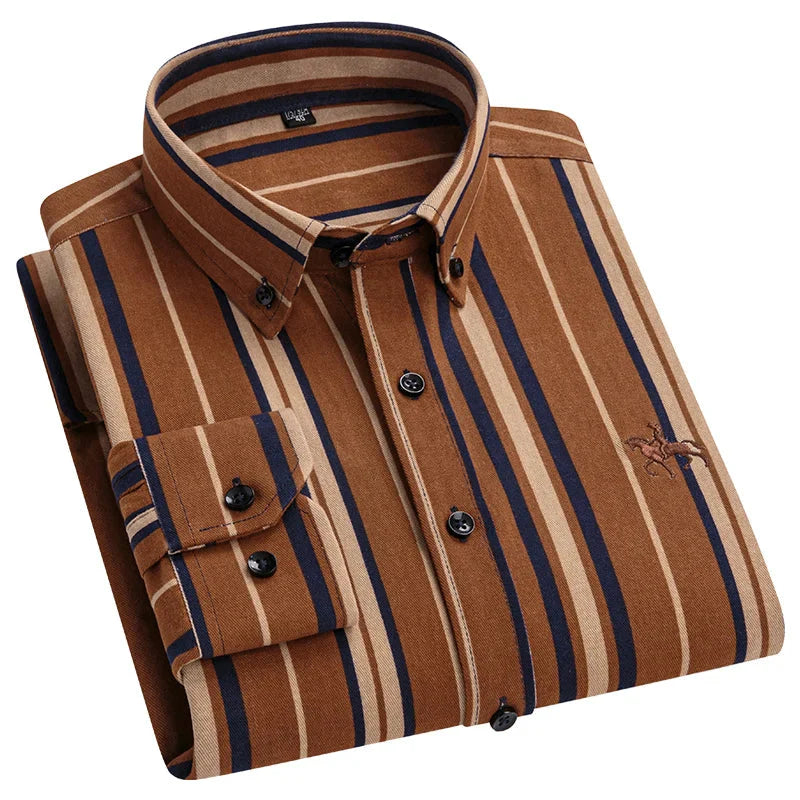 SHOWLU FASHION men's slim fit long-sleeve casual shirt in 100% cotton, size 6XL, with a classic design and button-up front.