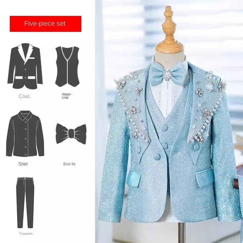 Baby Boy Suit Children's Piano Performance Evening Dress Blazers Sets Boys Suits For Weddings Traje De Niño Para Bautizo A3742 SHOWLU FASHION STORE