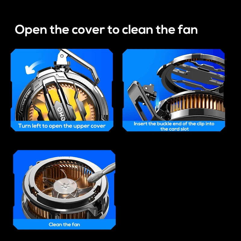 Showlu Smart General phone cooling fan attached to a smartphone, designed to improve airflow and keep devices cool during use.
