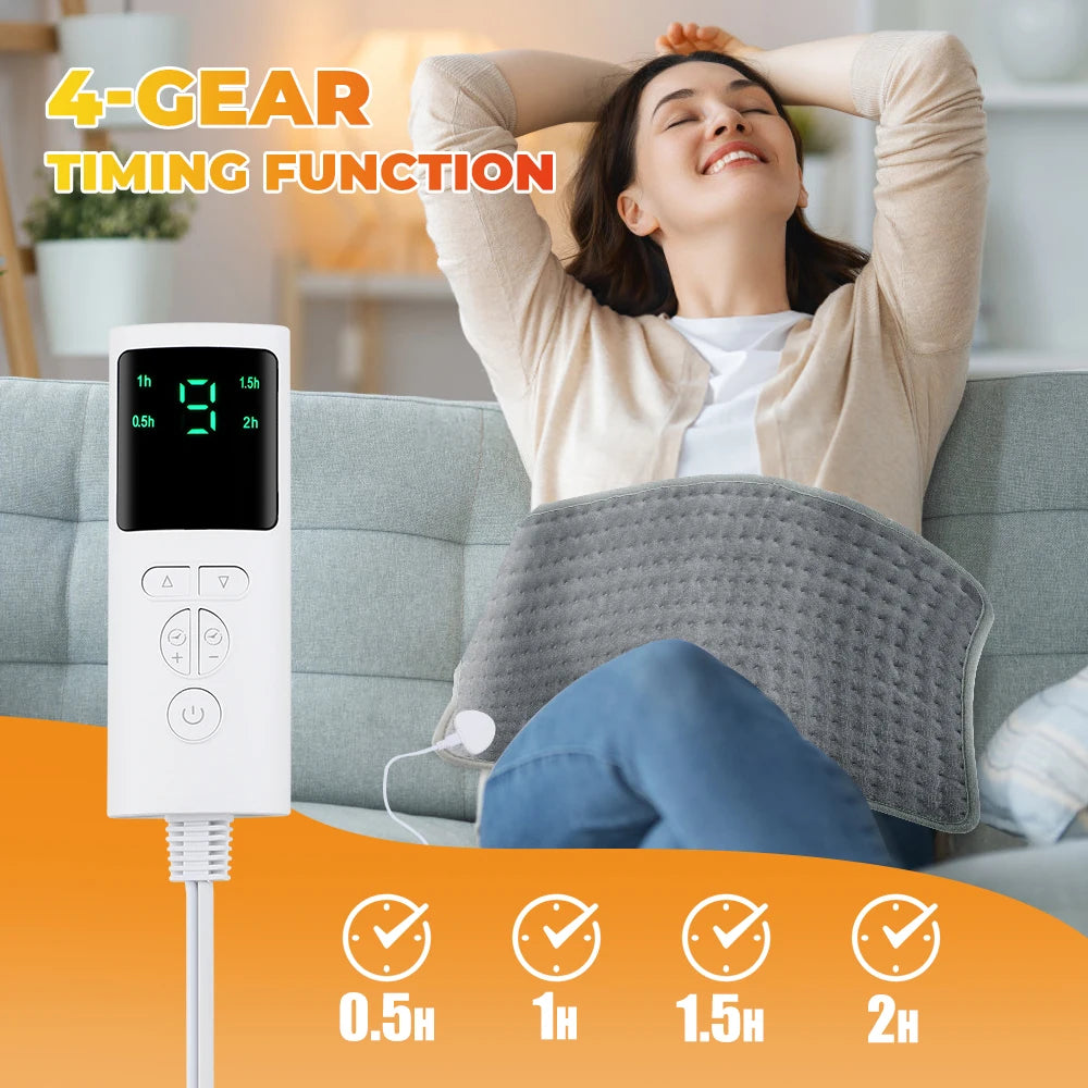 Showlu Smart General electric heating pad with adjustable temperature, timer, plush cover, and warm mat for comfort and relief.
