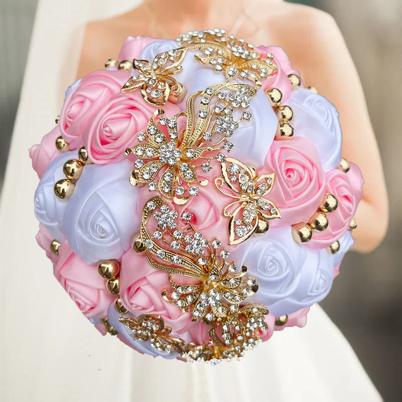 Navy silk rose wedding bouquet with artificial flowers, 20cm size, designed by SHOWLU FASHION STORE