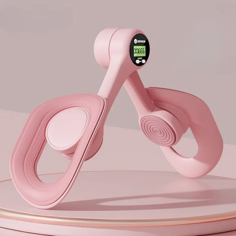 Macroupta non-slip pelvic floor muscle trainer and thigh exerciser shown in black with a non-slip base and adjustable straps.