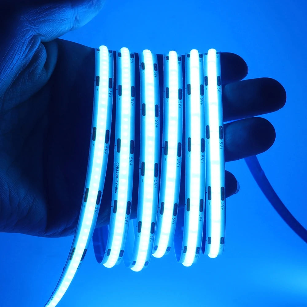 Showlu Smart General motion sensor LED strip light with 5V USB connection, illuminated strip showcasing sensor and flexible design.