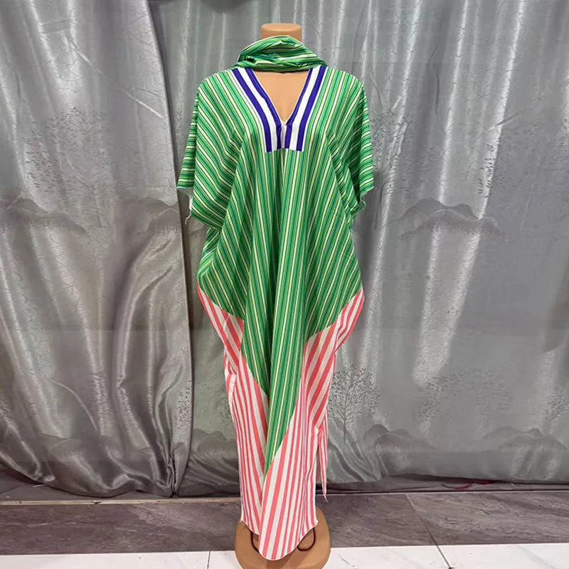 African traditional dress for women, long Ankara gown with dashiki design, Muslim kaftan, and abaya style from Showlu Fashion Store