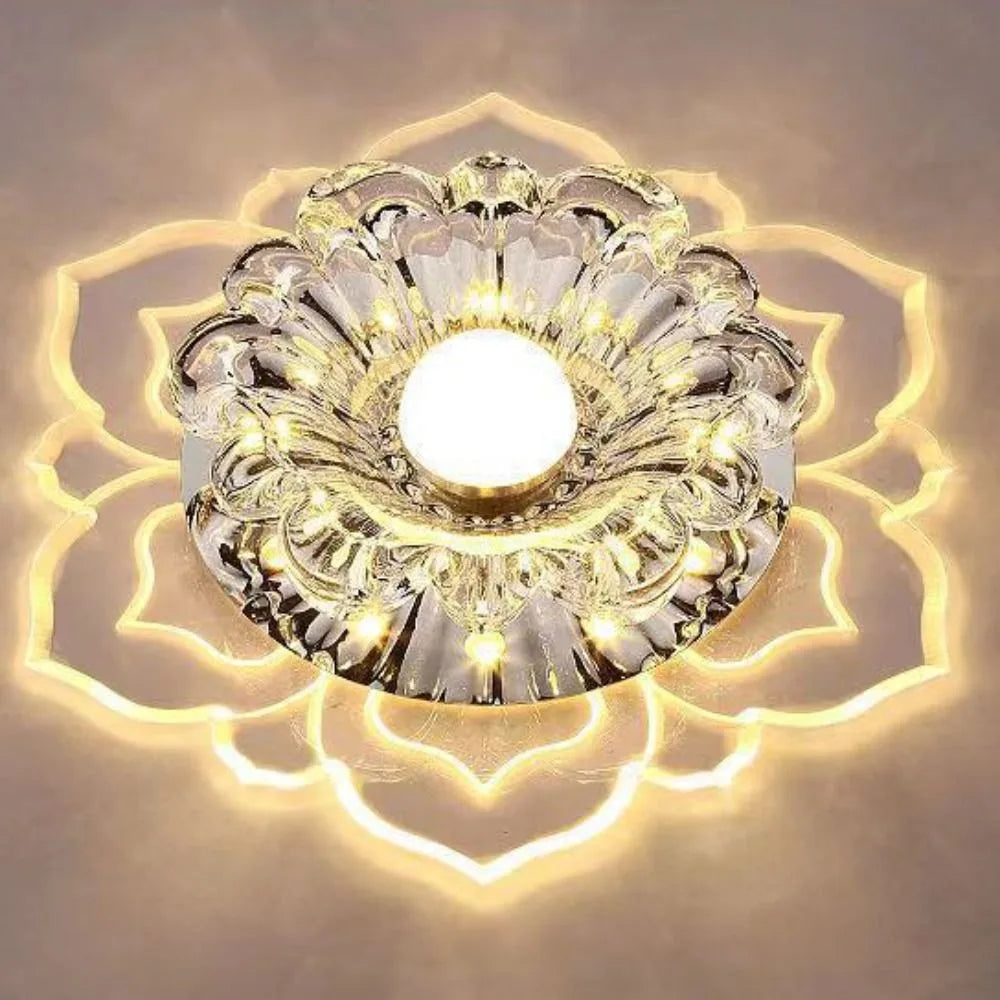 Showlu 9W LED crystal petal ceiling light with modern acrylic pendant design, perfect for contemporary home lighting.